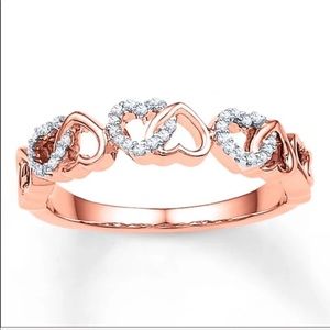 Heart Ring Diamonds 10K Rose Gold Size 5